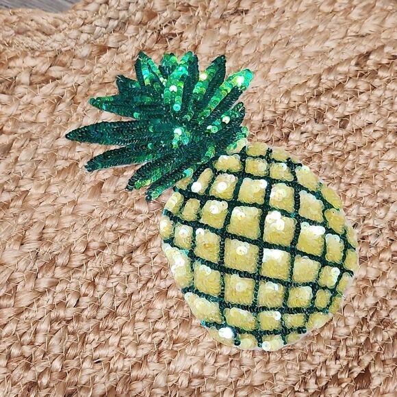 NWT Jute Sequinned Pineapple Medium Tote Crossbody Bag - Picture 5 of 11